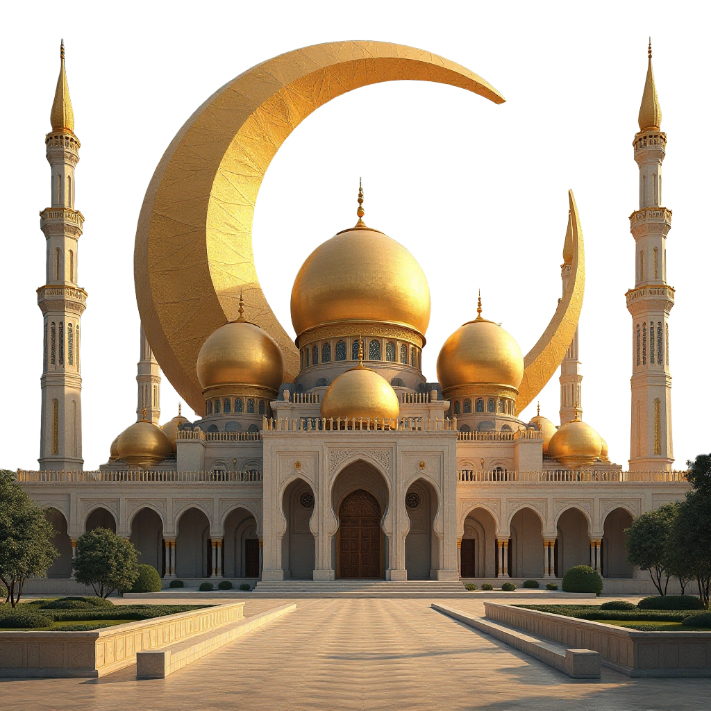 Golden Mosque with Crescent Moon